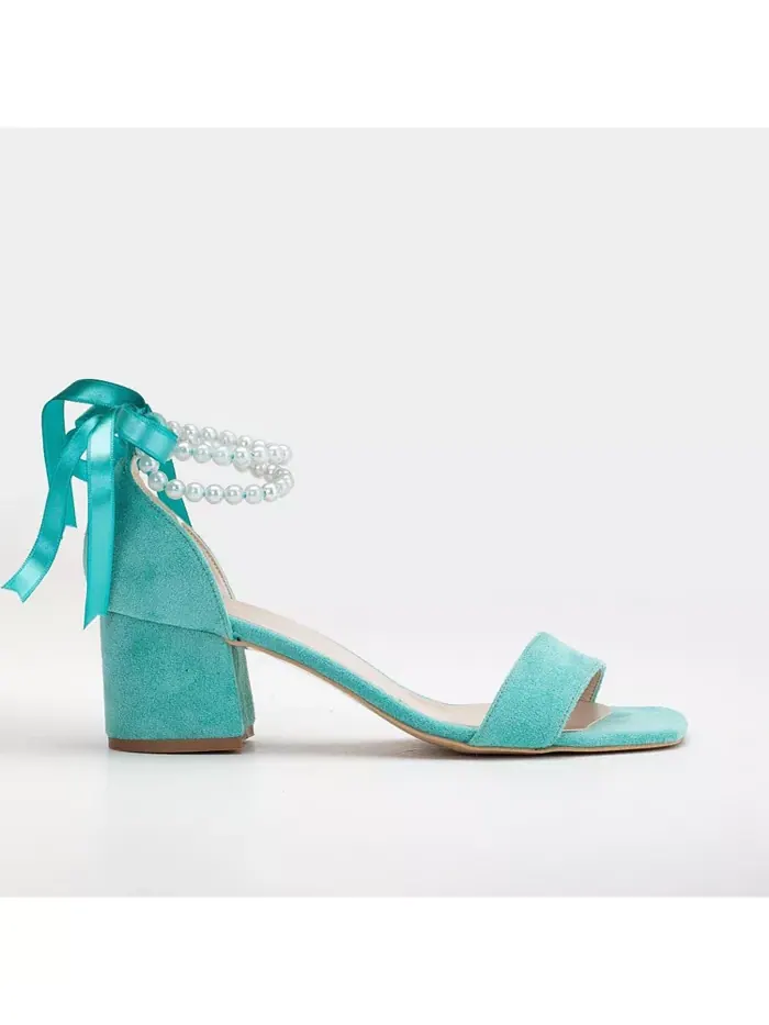 Сандалии Illy Low Block Heel с жемчугом Forever & Always Shoes