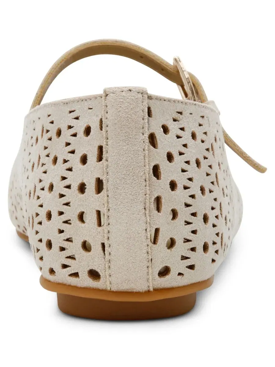 Женские туфли-лодочки с перфорацией Connie Perforated Mary Jane Flats Anne Klein — изображение 3 из 7, светлый золотистый