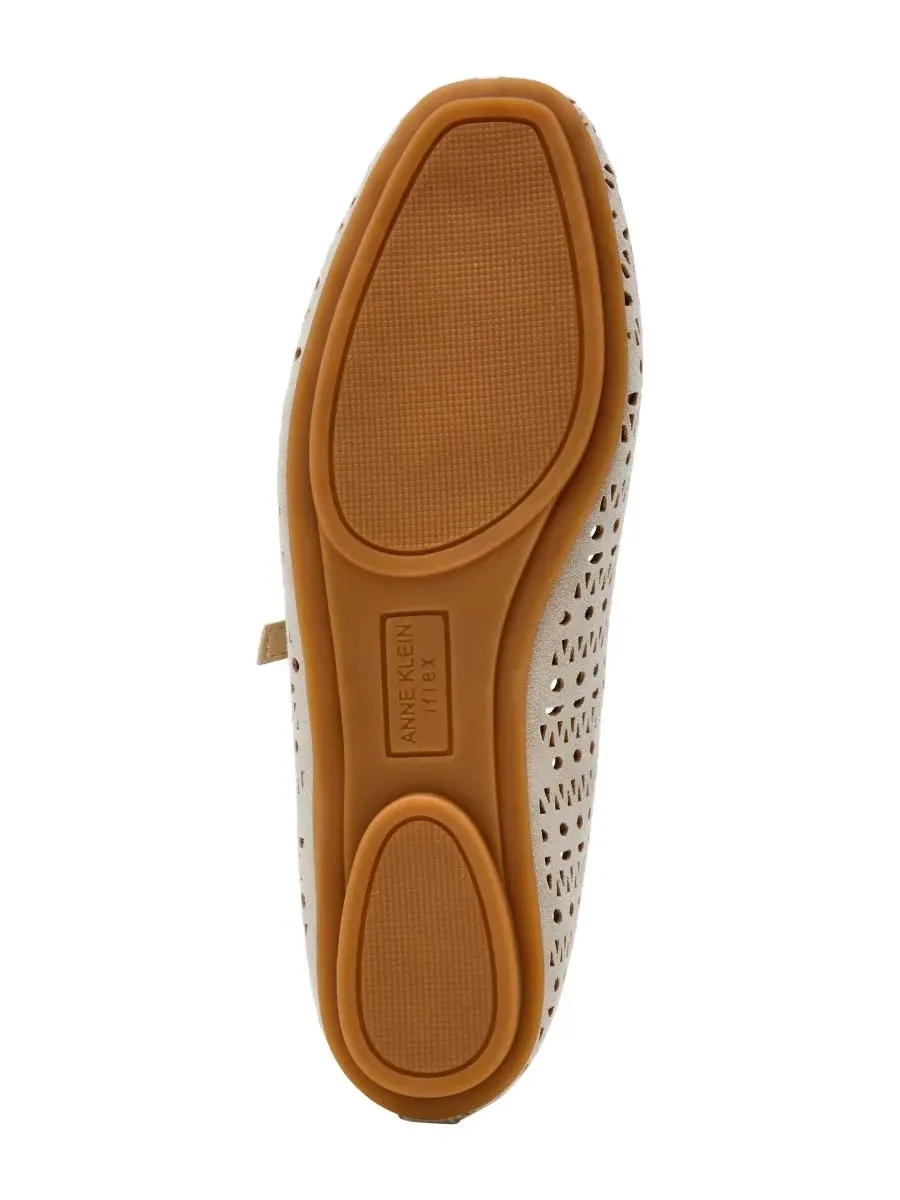 Женские туфли-лодочки с перфорацией Connie Perforated Mary Jane Flats Anne Klein — изображение 5 из 7, светлый золотистый