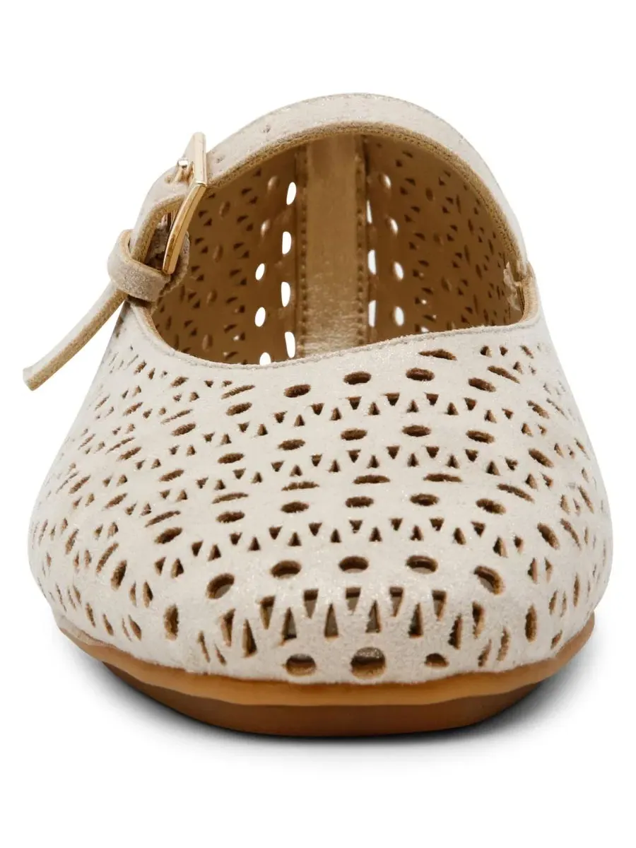Женские туфли-лодочки с перфорацией Connie Perforated Mary Jane Flats Anne Klein — изображение 6 из 7, светлый золотистый