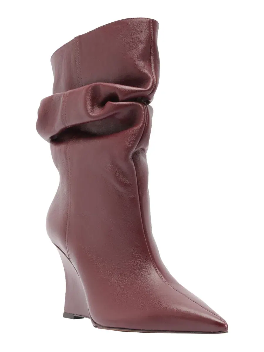 Ботинки-клин Cara Wedge Bootie с острым носком, натуральная кожа Arezzo — изображение 1 из 5, красный