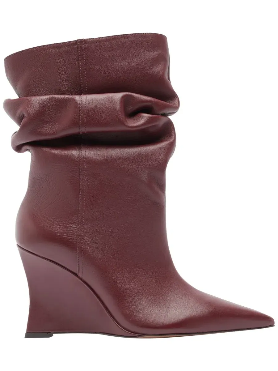 Ботинки-клин Cara Wedge Bootie с острым носком, натуральная кожа Arezzo — изображение 2 из 5, красный