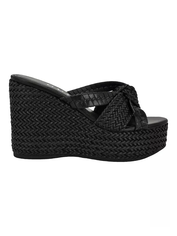 Женские босоножки Eveh Knotted Jute Wrapped Platform Wedge Sandals GUESS — изображение 2 из 5, черный