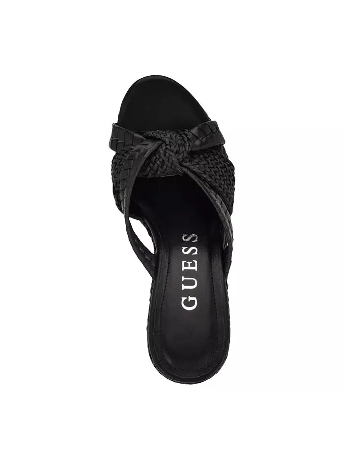 Женские босоножки Eveh Knotted Jute Wrapped Platform Wedge Sandals GUESS — изображение 4 из 5, черный