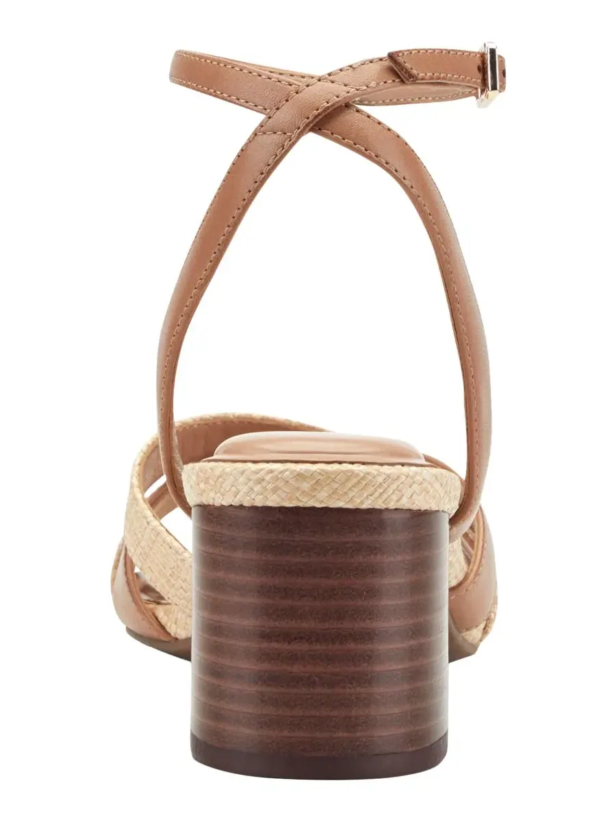 Босоножки на каблуке с перекрестными ремешками, кожа, Natural Leather/Raffia Easy Spirit — изображение 3 из 5