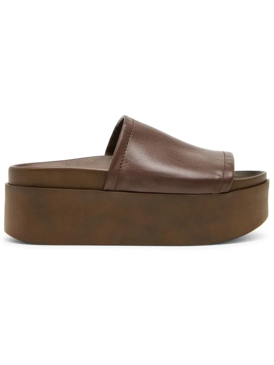 Босоножки на платформе с круглым носком Arwen Platform Slip-On Slide Steve Madden — изображение 3 из 7, коричневый