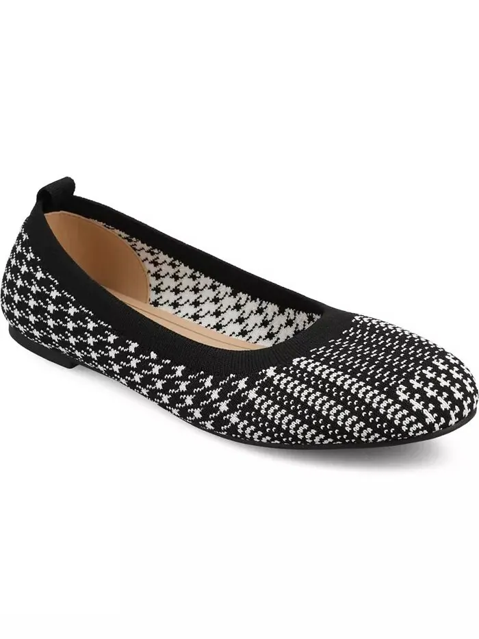 Женские балетки Maryann Knit Round Toe Journee Collection — изображение 1 из 7, черный/белый