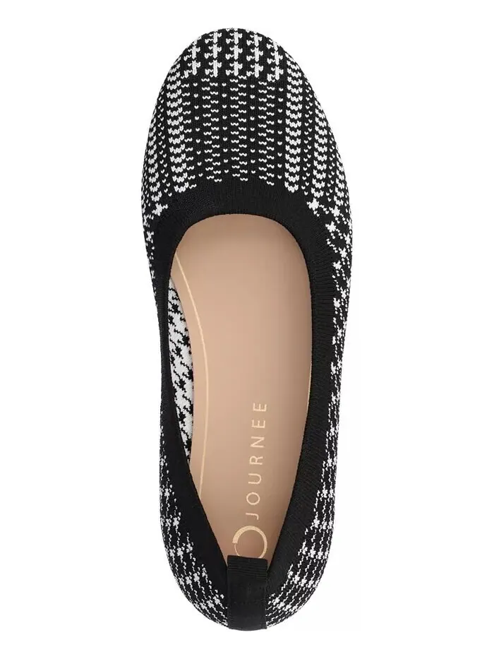 Женские балетки Maryann Knit Round Toe Journee Collection — изображение 4 из 7, черный/белый