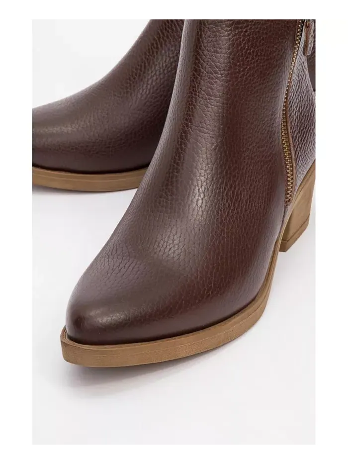 Ботинки Jayer Leather с двойной молнией и блочным каблуком (женские) Forever & Always Shoes — изображение 3 из 3, коричневый