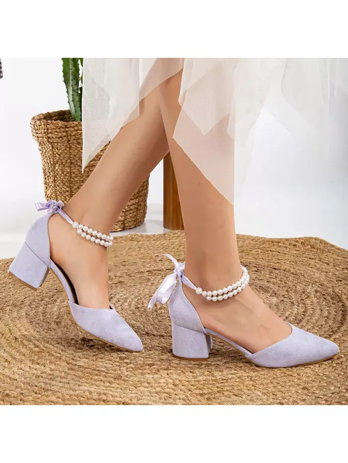 Туфли Miranda на низком каблуке с жемчугом Forever & Always Shoes — изображение 4 из 9