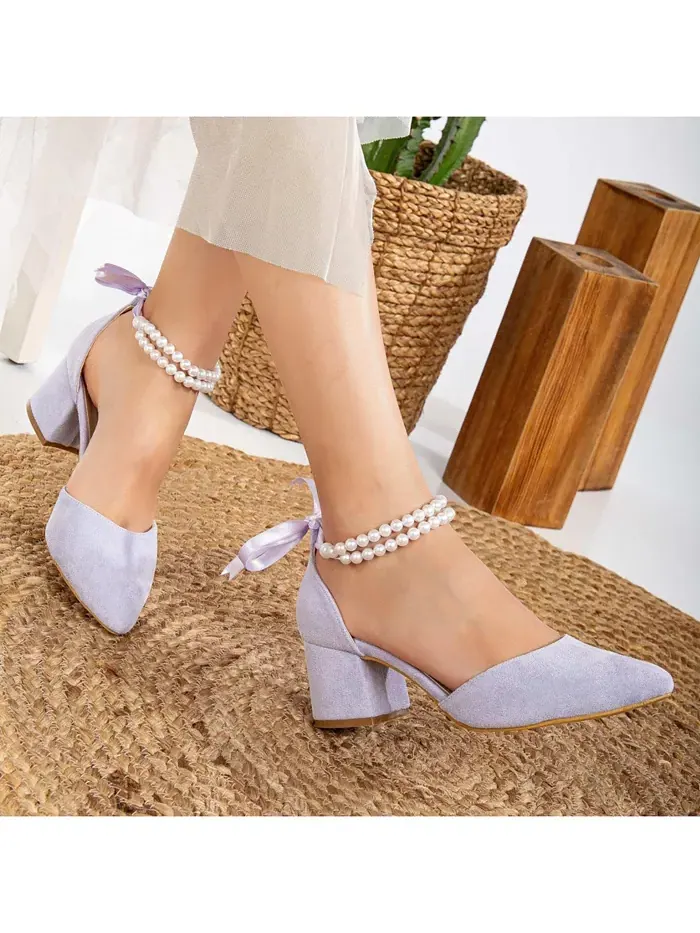 Туфли Miranda на низком каблуке с жемчугом Forever & Always Shoes — изображение 5 из 9