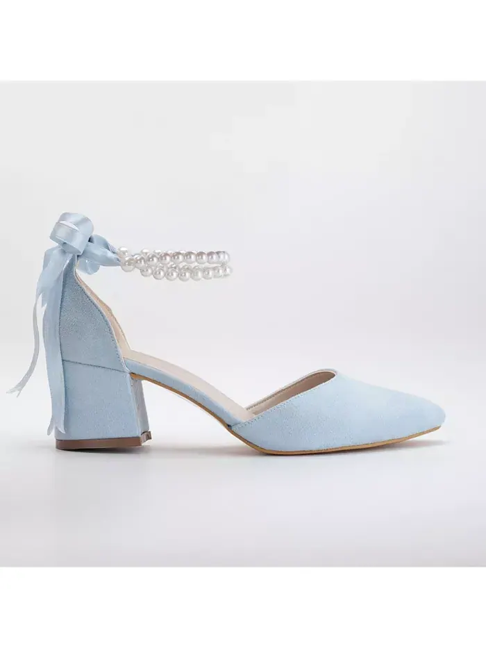 Туфли Miranda на низком каблуке с жемчугом Forever & Always Shoes — изображение 1 из 9, синий
