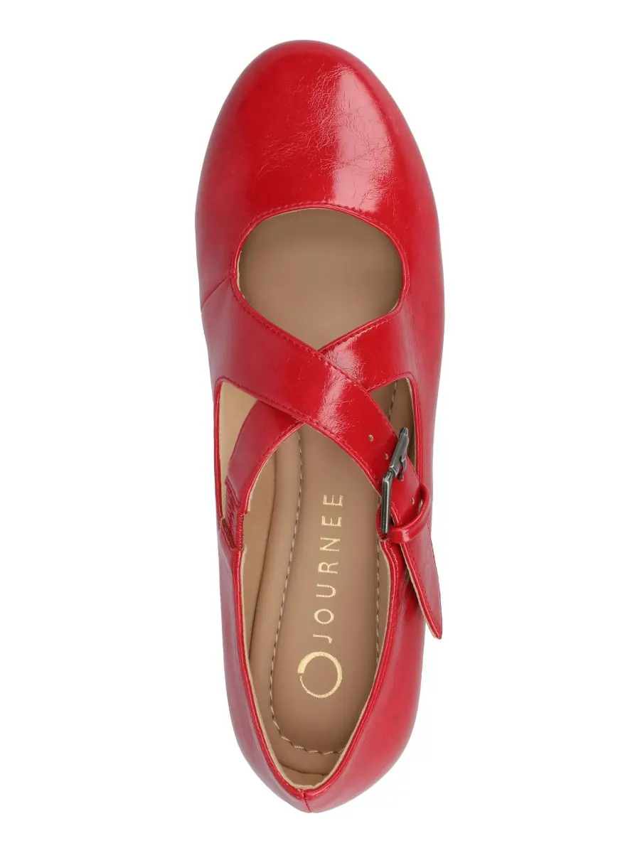 Женские балетки Ivanna Crisscross Mary Jane Journee Collection — изображение 4 из 4, красный
