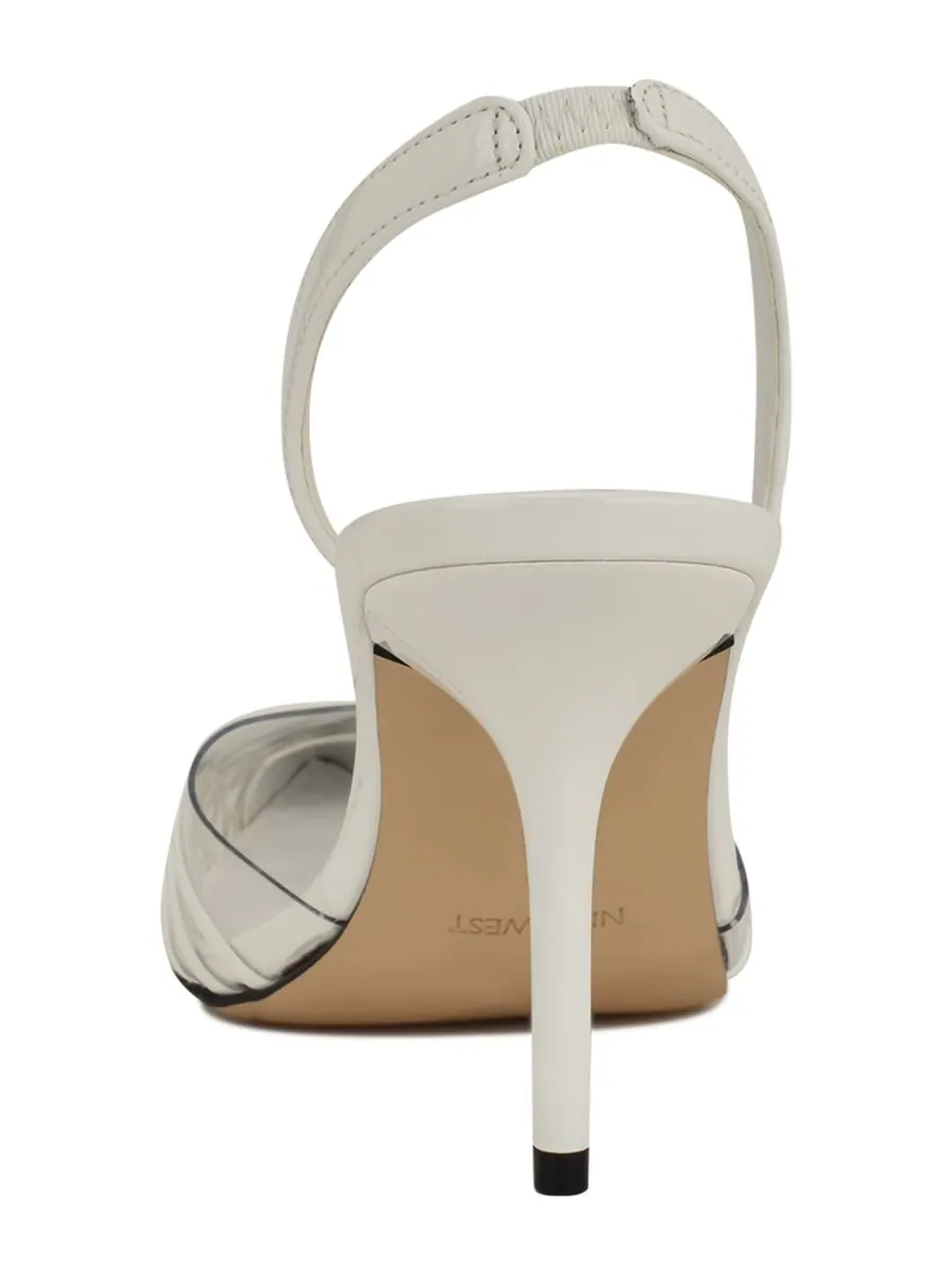 Женские плетеные туфли-лодочки на шпильке Pemma с открытой пяткой Nine West — изображение 3 из 5, белый/прозрачный