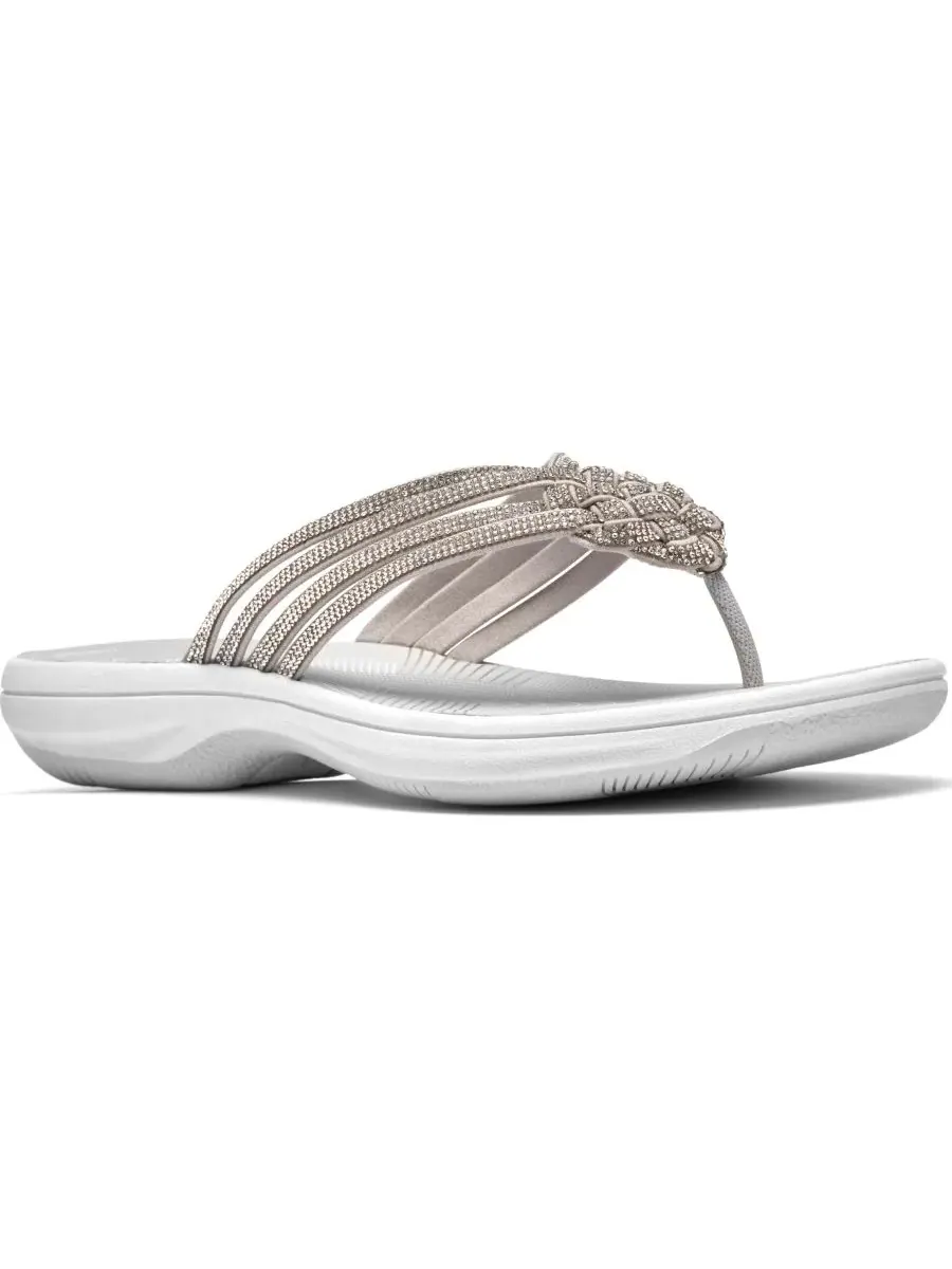 Шлепанцы женские Clarks Breeze Gem, серебро, текстиль — изображение 1 из 6, серебристый