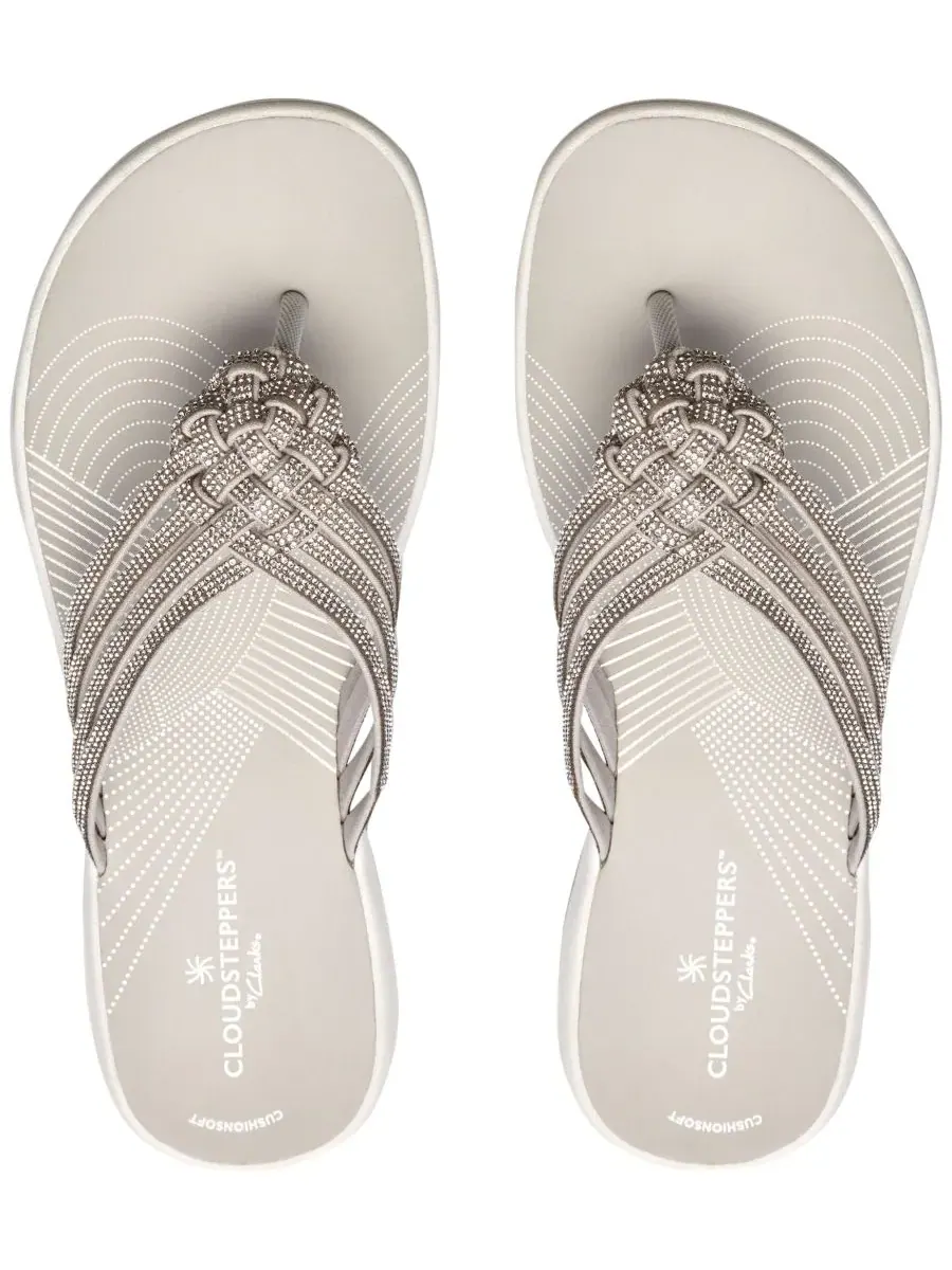 Шлепанцы женские Clarks Breeze Gem, серебро, текстиль — изображение 4 из 6, серебристый