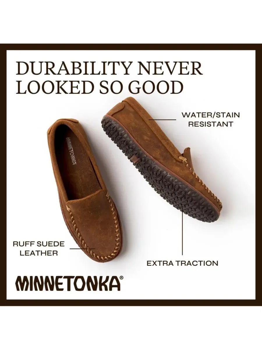 Мужские замшевые лоферы Venetian Tread без шнурков Minnetonka — изображение 4 из 7, коричневый