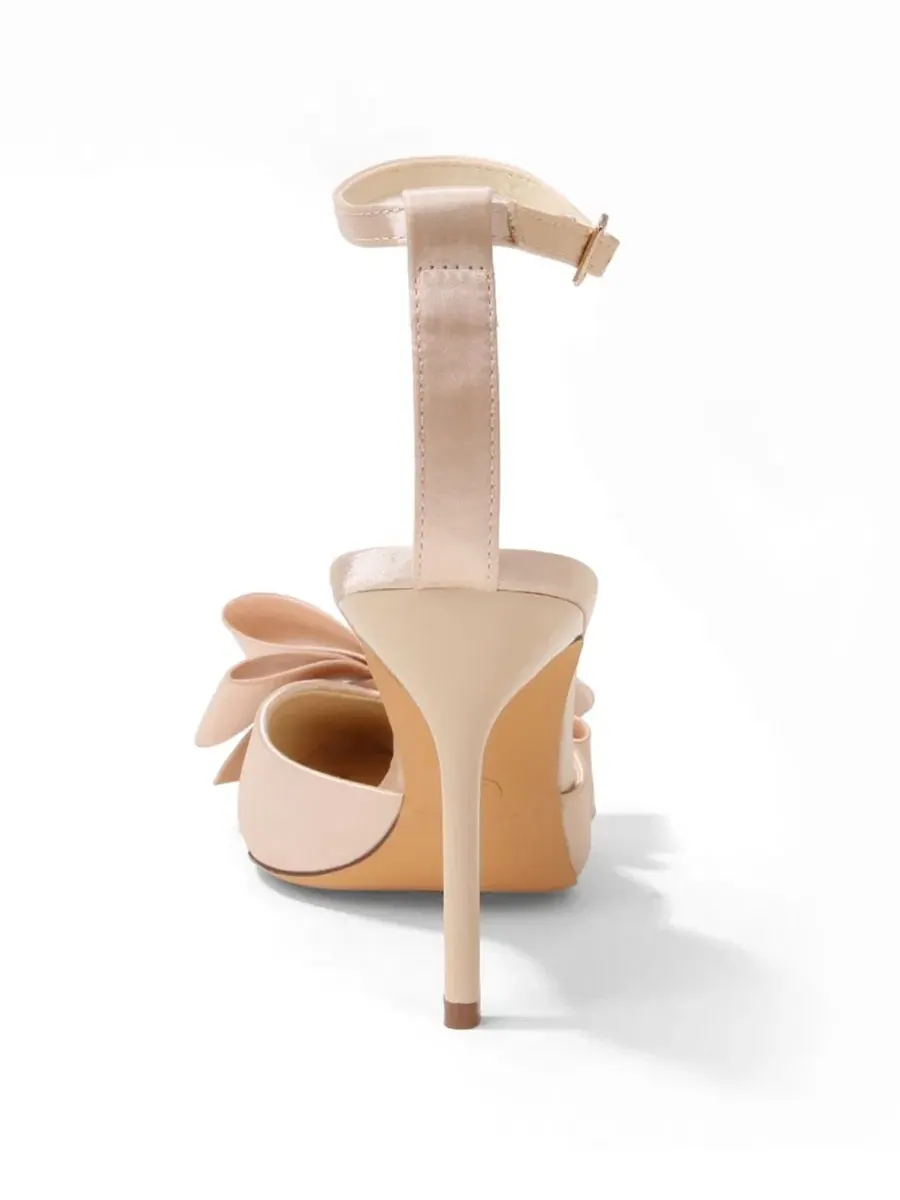 Туфли-лодочки Tulip Satin D'Orsay Bow Pumps BERNESS — изображение 3 из 6, бежевый