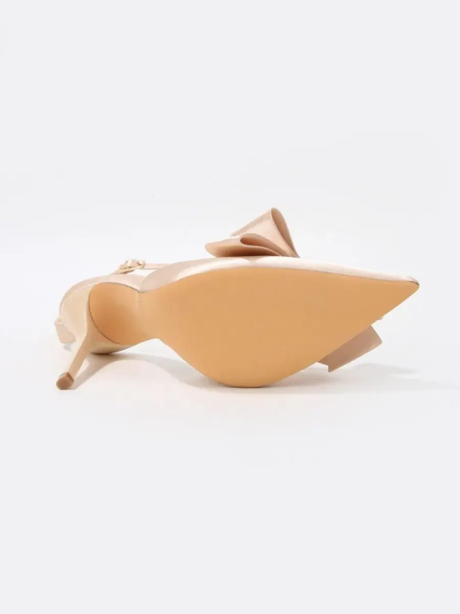 Туфли-лодочки Tulip Satin D'Orsay Bow Pumps BERNESS — изображение 5 из 6, бежевый