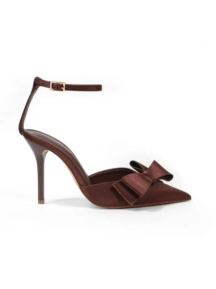 Туфли-лодочки Tulip Satin D'Orsay Bow на каблуке BERNESS — изображение 2 из 6, коричневый