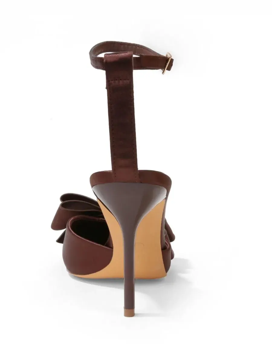 Туфли-лодочки Tulip Satin D'Orsay Bow на каблуке BERNESS — изображение 3 из 6, коричневый