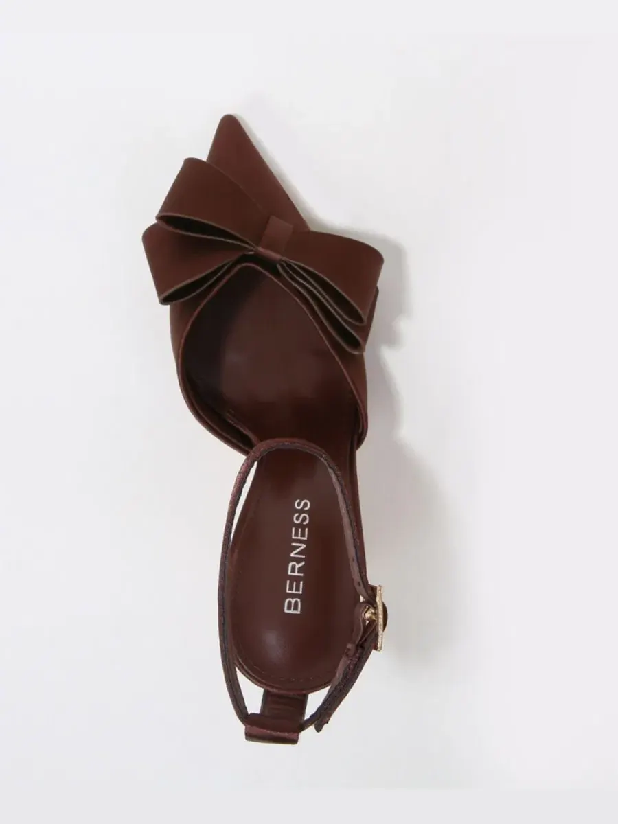 Туфли-лодочки Tulip Satin D'Orsay Bow на каблуке BERNESS — изображение 4 из 6, коричневый