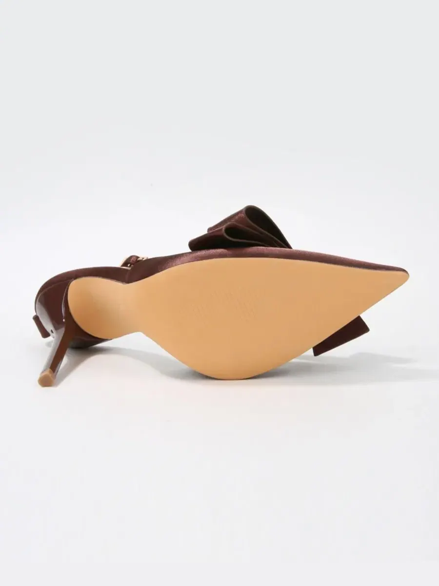 Туфли-лодочки Tulip Satin D'Orsay Bow на каблуке BERNESS — изображение 5 из 6, коричневый