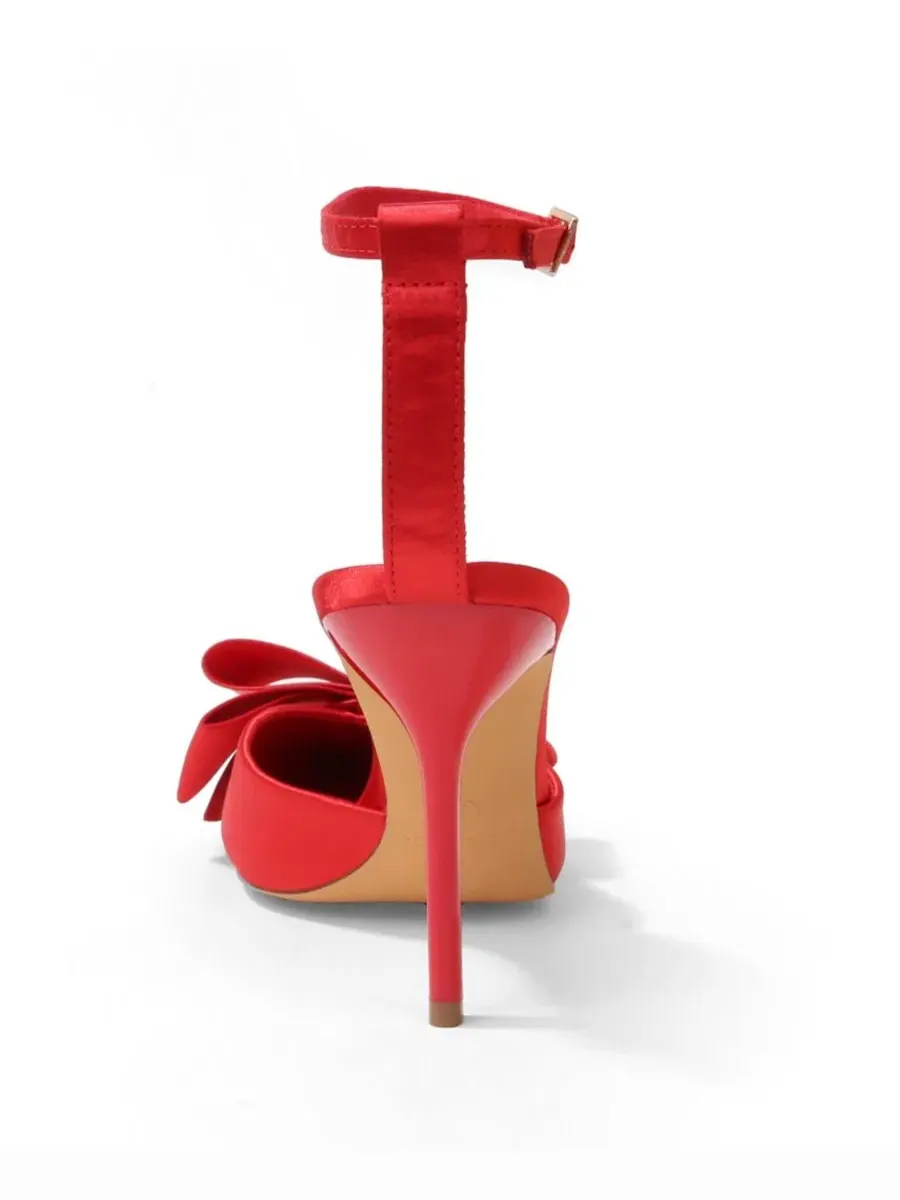 Туфли-лодочки Tulip Satin D'Orsay Bow с бантом BERNESS — изображение 3 из 6, красный