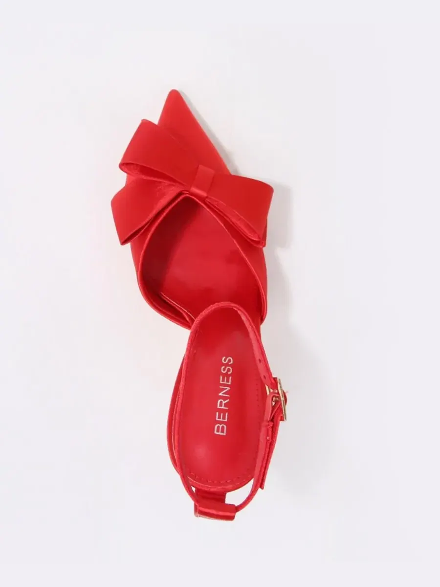 Туфли-лодочки Tulip Satin D'Orsay Bow с бантом BERNESS — изображение 4 из 6, красный