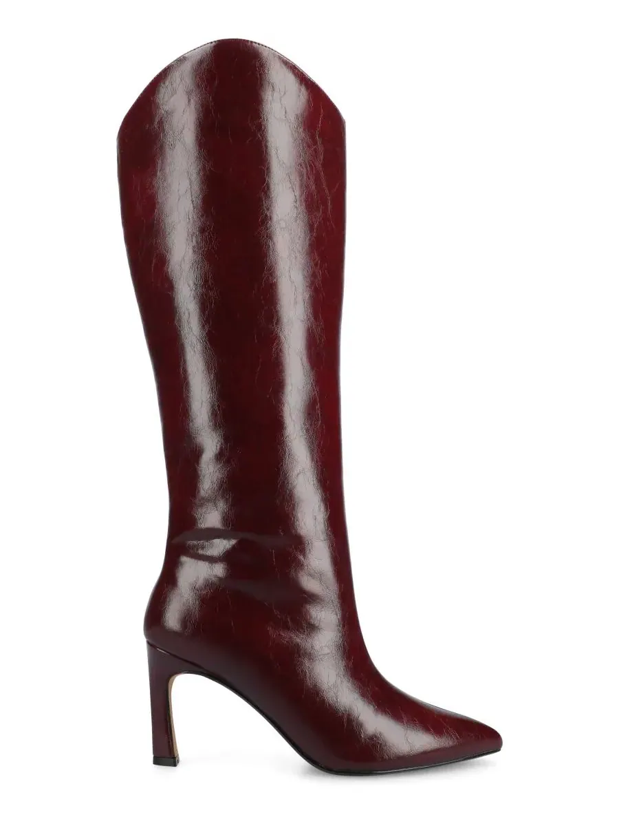 Женские высокие сапоги-ботфорты Rehela с острым носком на шпильке Journee Collection, Oxblood Patent — изображение 2 из 7