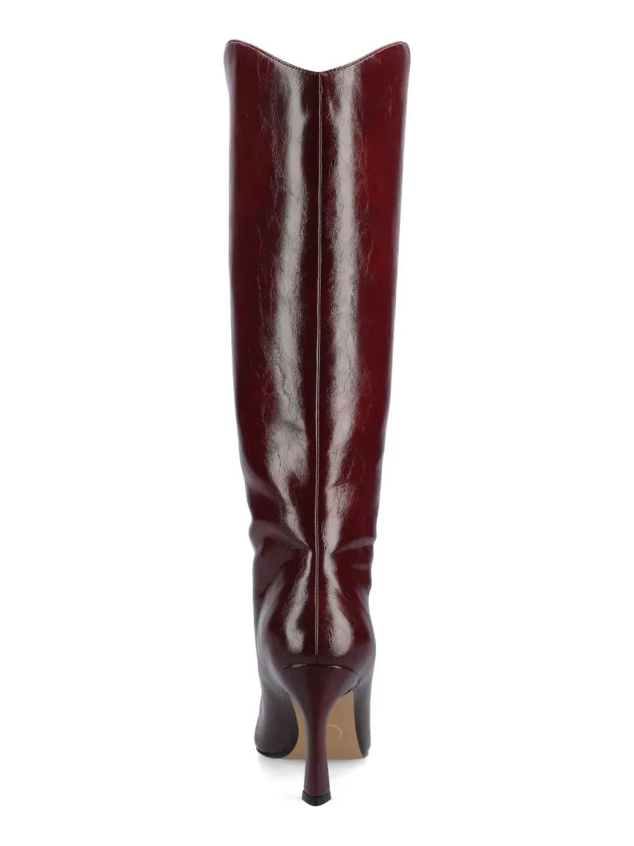 Женские высокие сапоги-ботфорты Rehela с острым носком на шпильке Journee Collection, Oxblood Patent — изображение 3 из 7