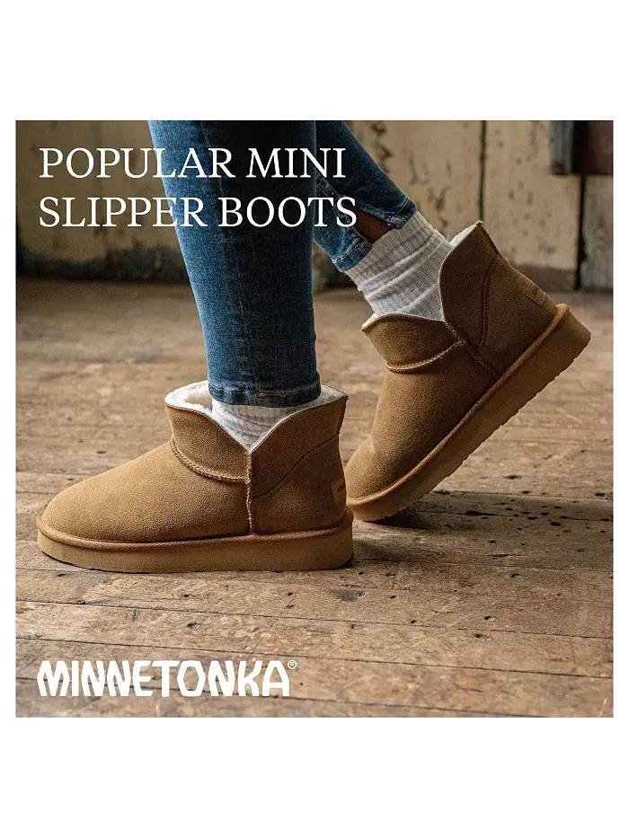 Женские замшевые тапочки-ботильоны Mavie Minnetonka — изображение 2 из 6, бежевый/бежевый