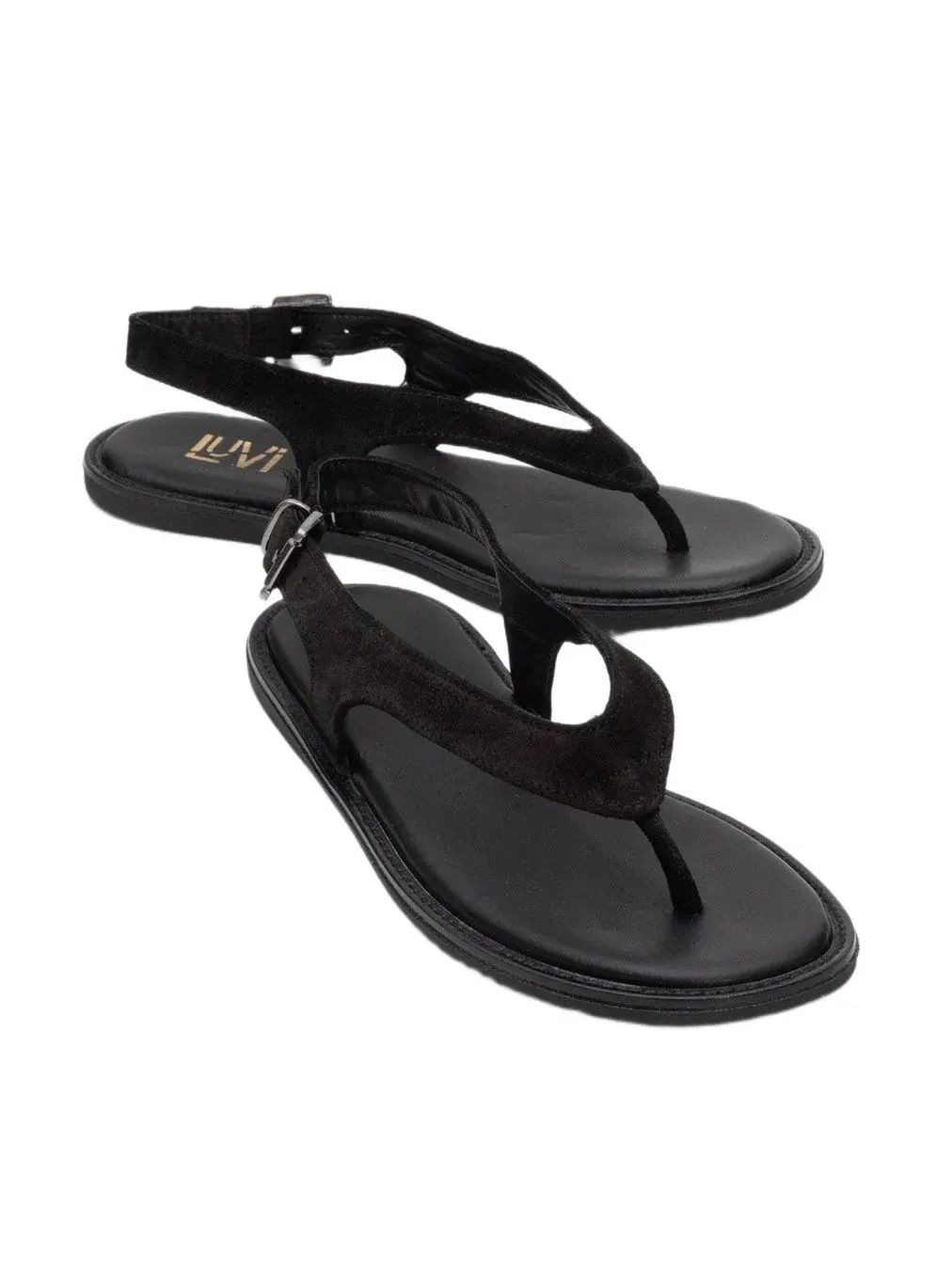 Сандалии Belinda Leather Thong из итальянской замши Forever & Always Shoes — изображение 2 из 4, черный