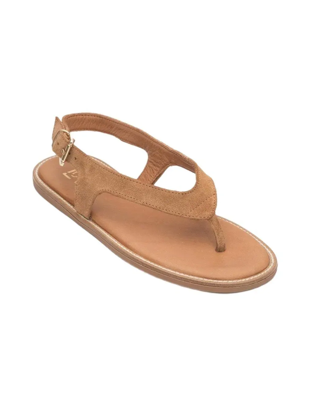 Сандалии-вьетнамки Belinda из итальянской кожи Cognac Brown Suede Leather Forever & Always Shoes — изображение 1 из 4