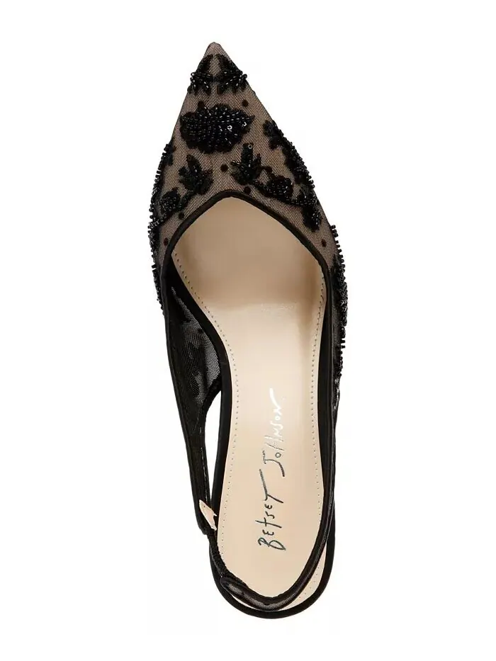 Женские вечерние туфли Nikki с открытой пяткой и вышивкой Betsey Johnson — изображение 4 из 6, черный