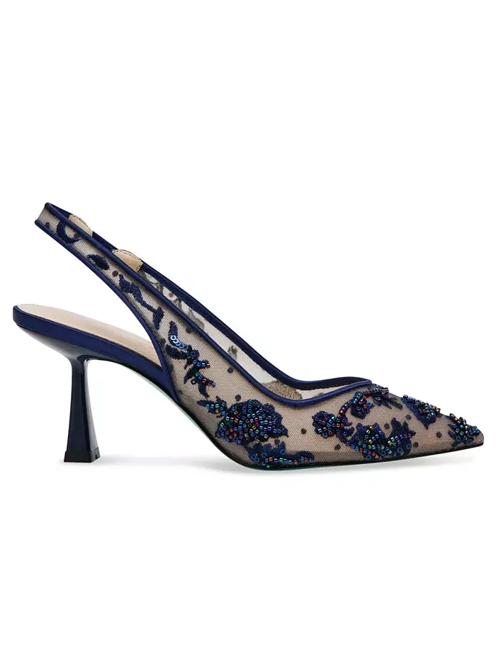 Женские вечерние туфли-лодочки Nikki с вышивкой на шпильке Betsey Johnson — изображение 2 из 6, темно-синий