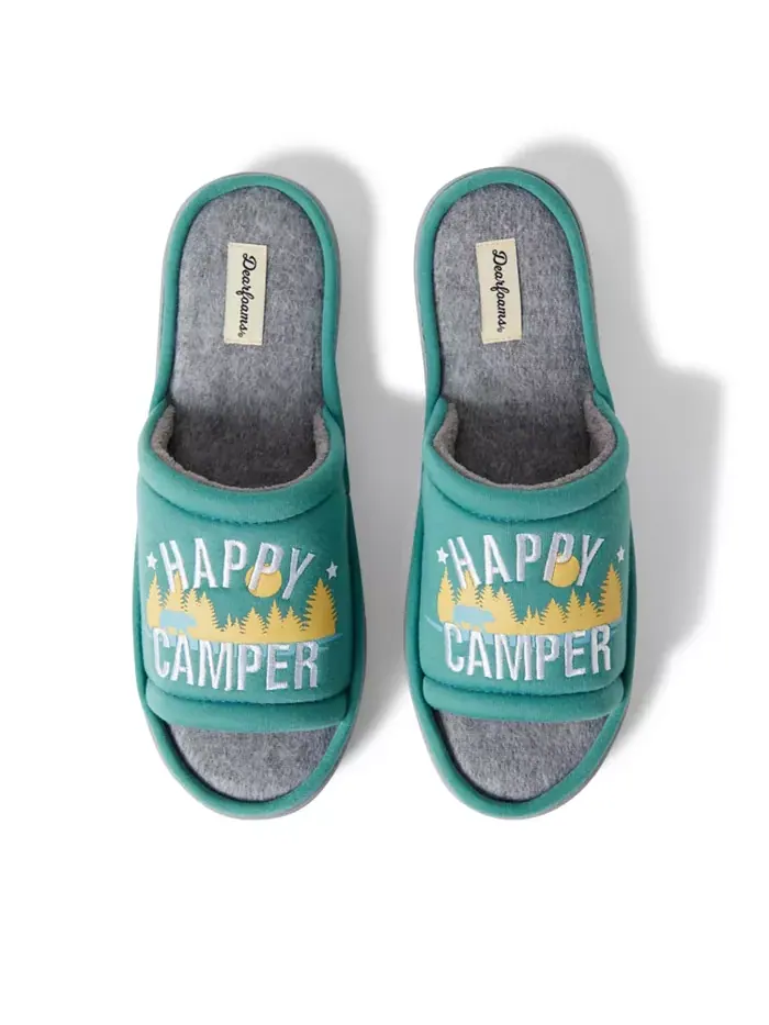 Мужские домашние тапочки Lennox Happy Camper вязаные для душа Dearfoams — изображение 3 из 7, зеленый