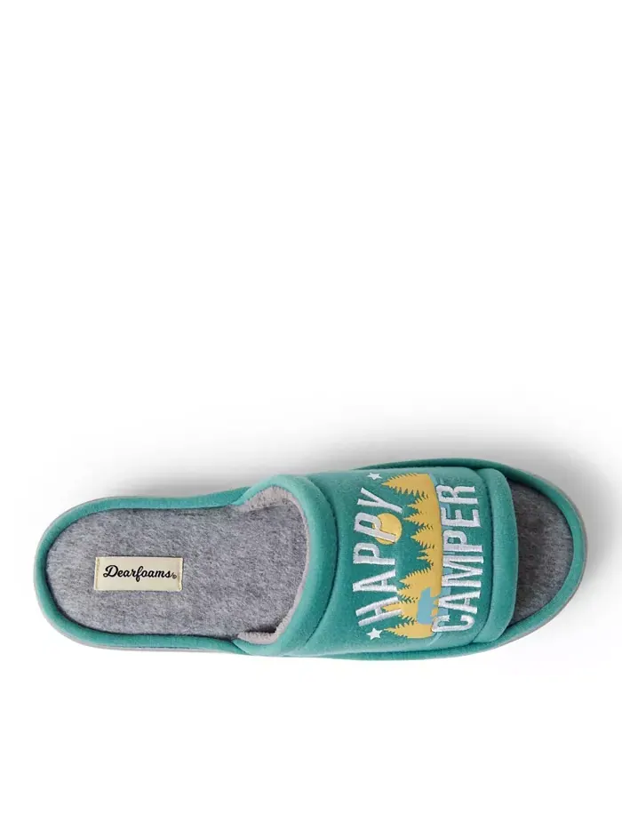 Мужские домашние тапочки Lennox Happy Camper вязаные для душа Dearfoams — изображение 7 из 7, зеленый