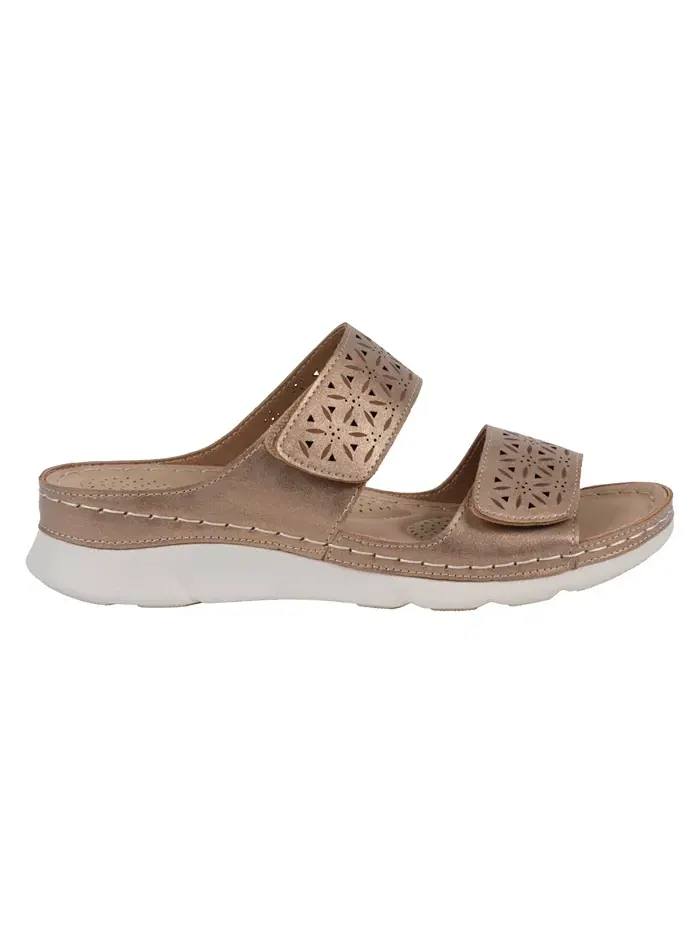 Женские сандалии Verna с регулируемыми двойными ремешками и стелькой GC Shoes — изображение 2 из 5, золотистый