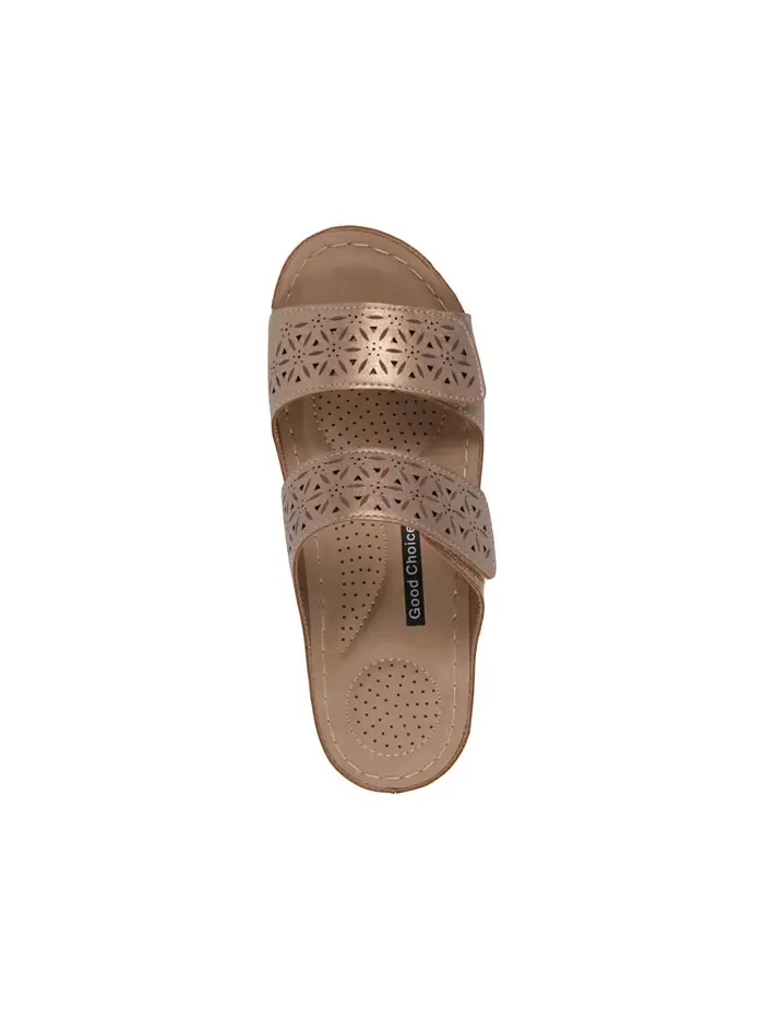 Женские сандалии Verna с регулируемыми двойными ремешками и стелькой GC Shoes — изображение 4 из 5, золотистый