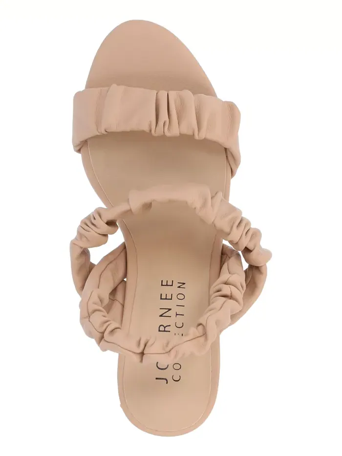 Женские босоножки Amareee с платьем и сборчатыми бретелями Journee Collection — изображение 4 из 7, бежевый/бежевый