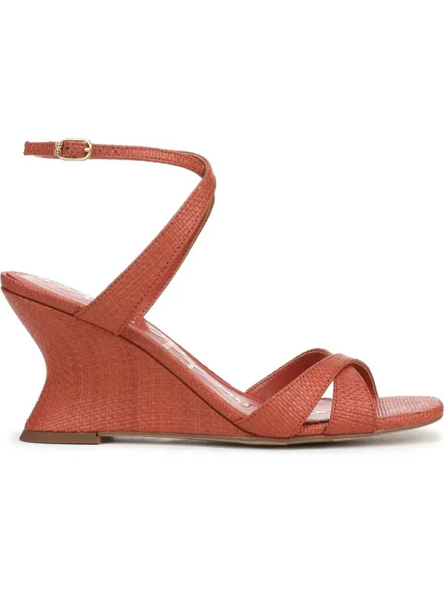 Женские сандалии на танкетке Davi с ремешками Sam Edelman — изображение 2 из 5, коралловый