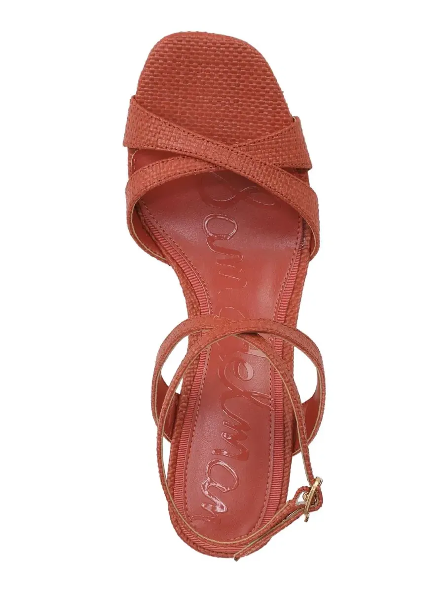 Женские сандалии на танкетке Davi с ремешками Sam Edelman — изображение 4 из 5, коралловый