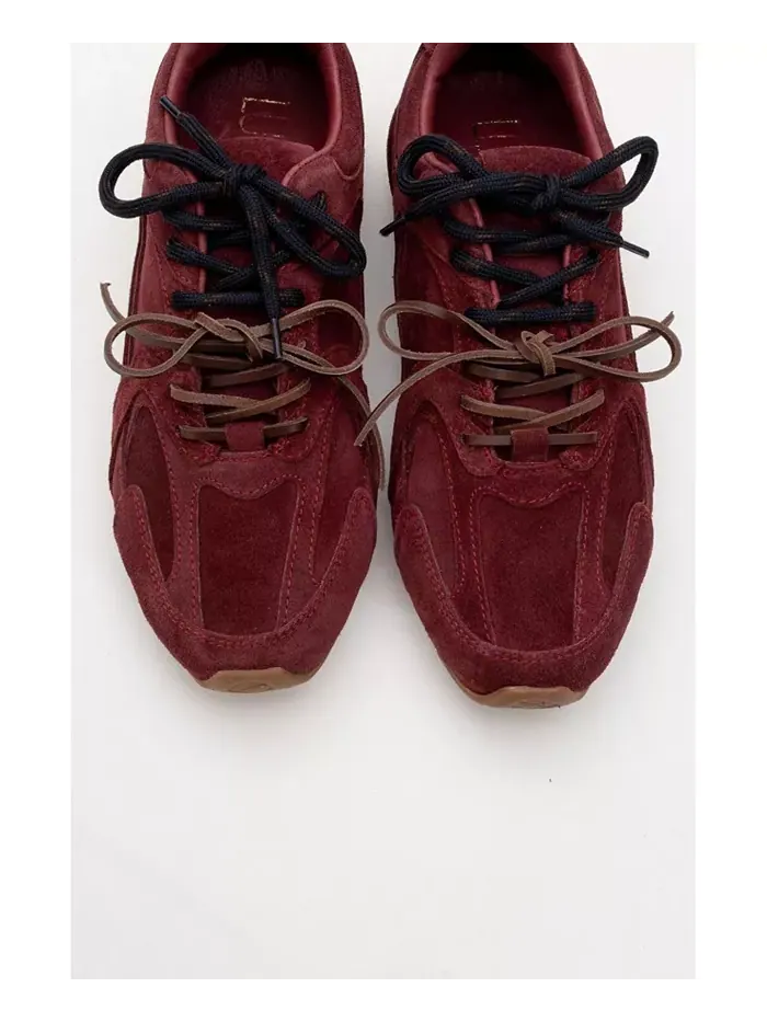 Селина Кроссовки из замши и кожи (женские) Forever & Always Shoes — изображение 3 из 5, темный красный