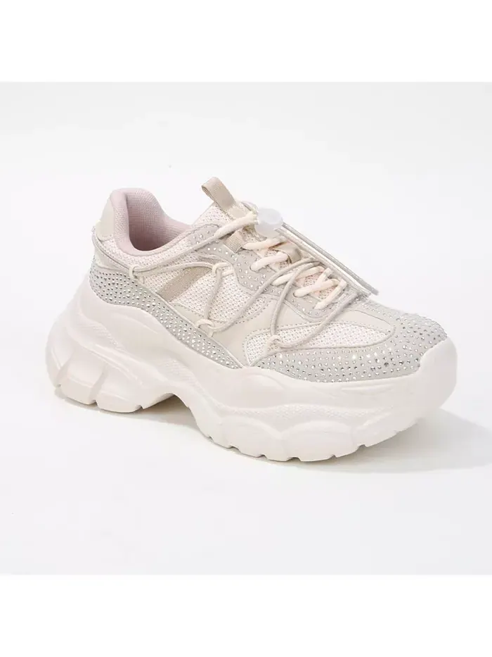 Розовые кроссовки с пайетками Mesh Berness — изображение 1 из 3, бежевый/бежевый
