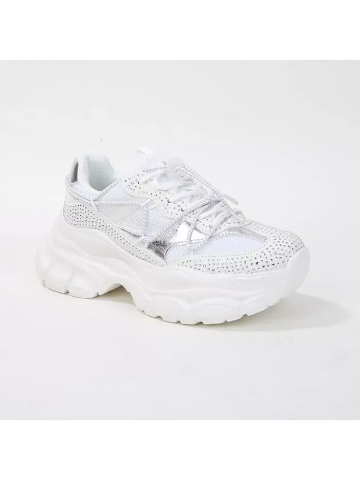 Розовые кроссовки с пайетками Mesh Berness — изображение 1 из 3, белый