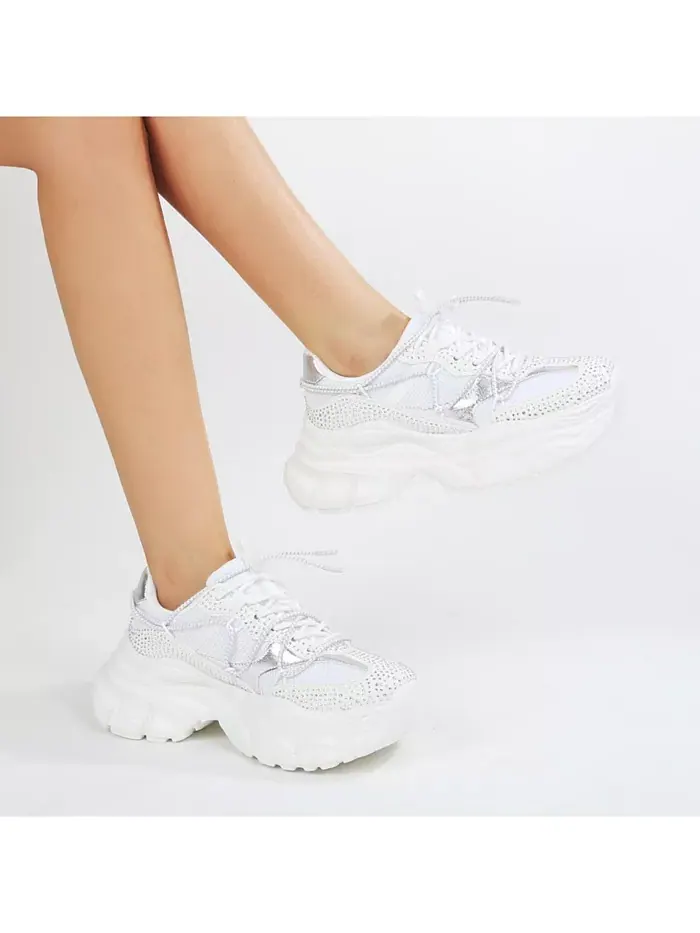 Розовые кроссовки с пайетками Mesh Berness — изображение 3 из 3, белый