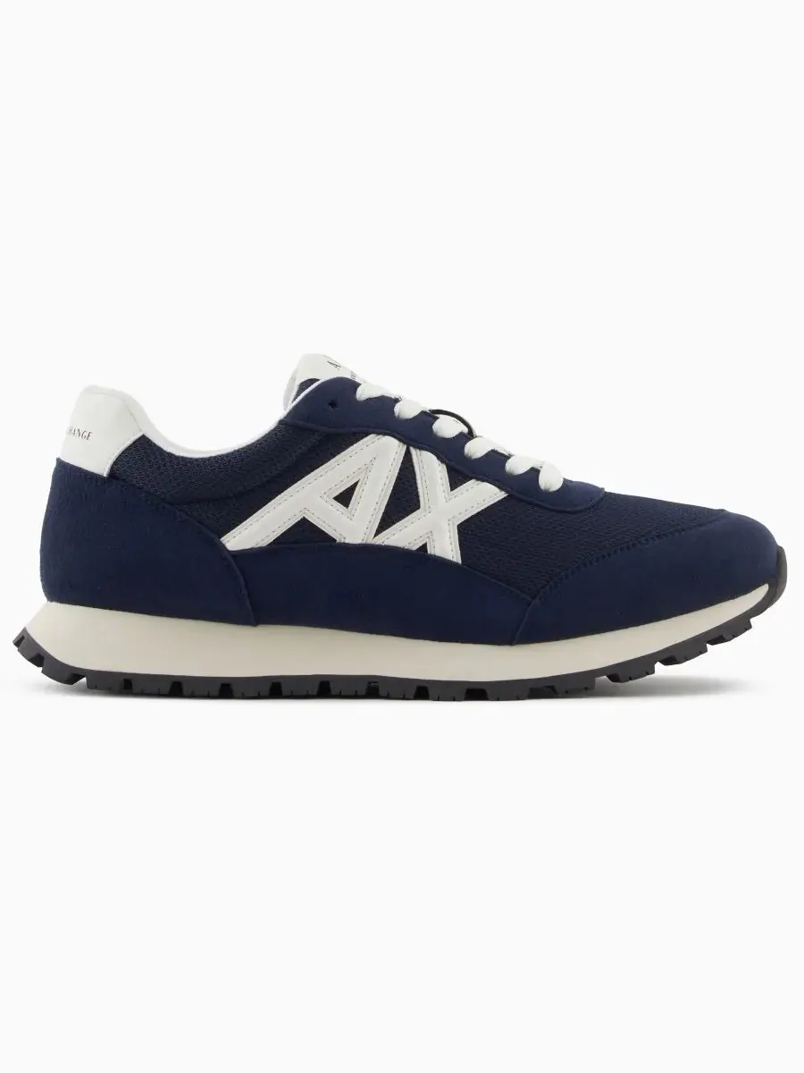Мужские сетчатые кроссовки с логотипом Drop A|X Armani Exchange — изображение 1 из 5, темно-синий/белый