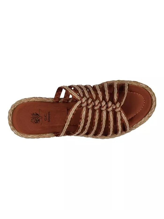 Женские сандалии-эспадрильи на плоской подошве с ремешками Phoenix GC Shoes — изображение 4 из 5, коричневый