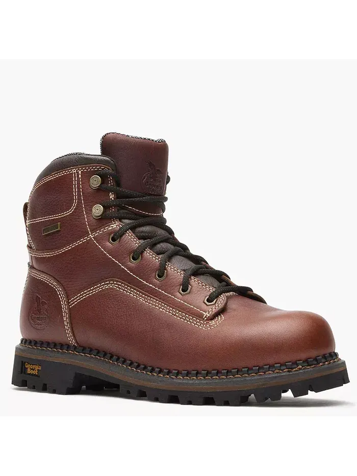Мужские водонепроницаемые рабочие ботинки AMP LT Logger с низким каблуком GEORGIA BOOT — изображение 1 из 7, коричневый